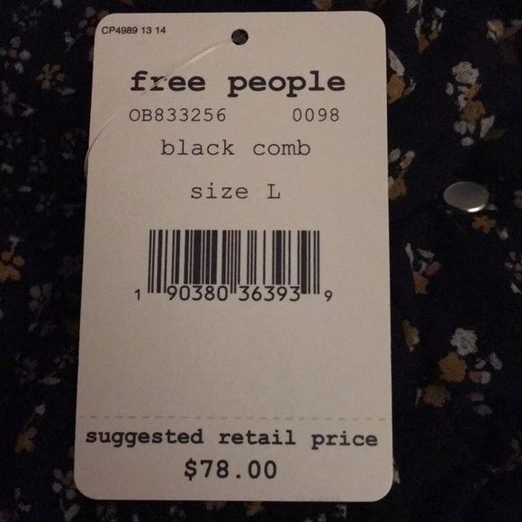 NEW FREE PEOPLE KISSIN KATE FLORAL TOP BLACK COMBO - Picture 8 of 8